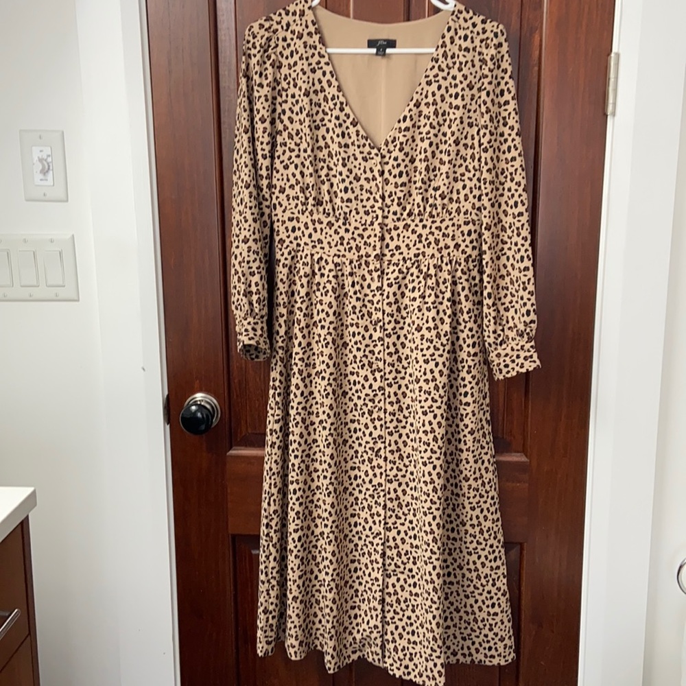 J Crew Leopard Print Midi Dress